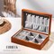 Wooden Jewelry Box for Women, Medium Size Real Natural Solid Wood Antique Organizer with Earring Storage, Ring Compartments, Built in Necklace Hooks, ek11-m